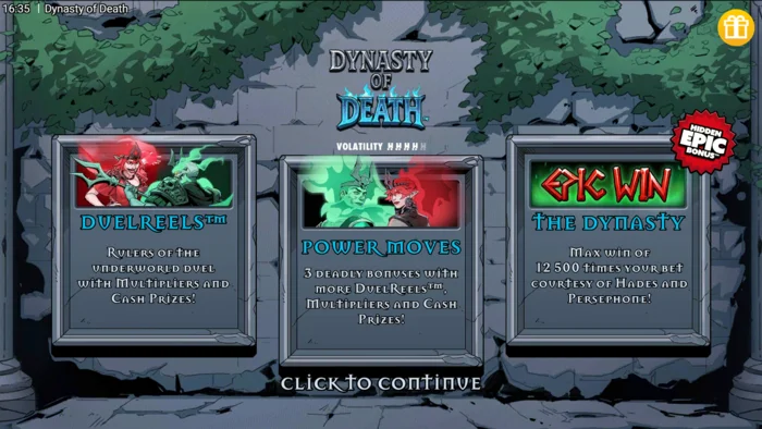 Dynasty of Death - hovedspilmenu